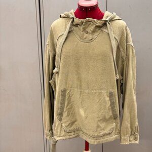 AMERICAN EAGLE HOODED WOMEN DRAWSTRING PULLOVER JACKET SHIRT OLIVE GREEN Sz XL